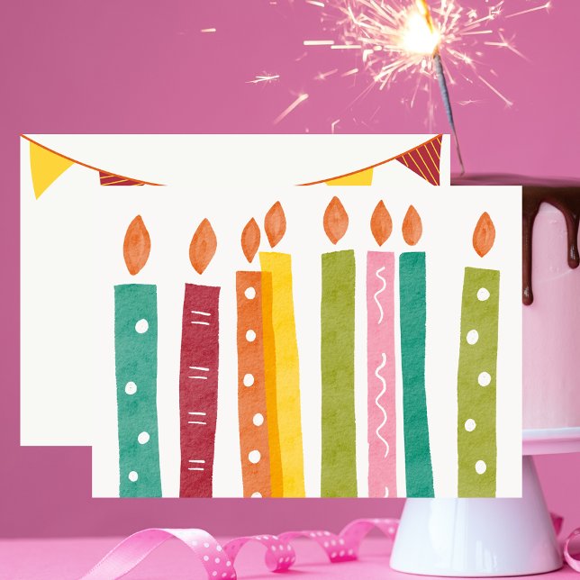 Einfache moderne Happy Birthday Candles Mitteilungskarte (Von Creator hochgeladen)