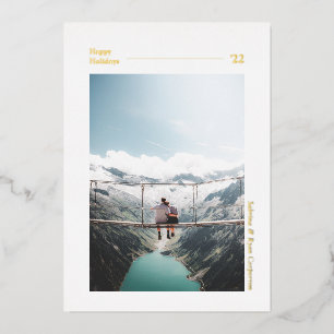 Einfache moderne Happy Holidays Foto Holiday Card Folien Feiertagskarte