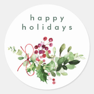 Einfache moderne Happy Holidays Snow White Runder Aufkleber