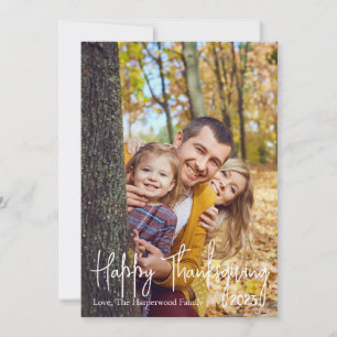 Einfache moderne Herbst-Erntedank-Familienfoto Feiertagskarte