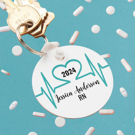 Einfache moderne Herzklopfärztin Krankenpflege Schlüsselanhänger