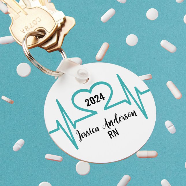 Einfache moderne Herzklopfärztin Krankenpflege Schlüsselanhänger (Simple Modern Heart Beat Nurse Medical Graduation keychain)
