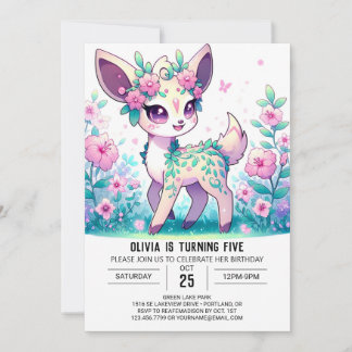 Einfache moderne Hirsche Digitaler Geburtstag Einladung