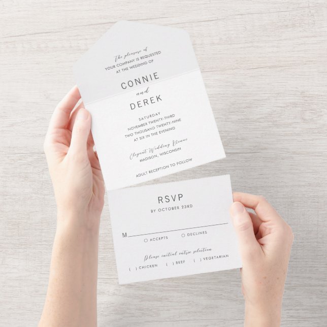 Einfache moderne Hochzeit All In One Einladung (Abreißen)
