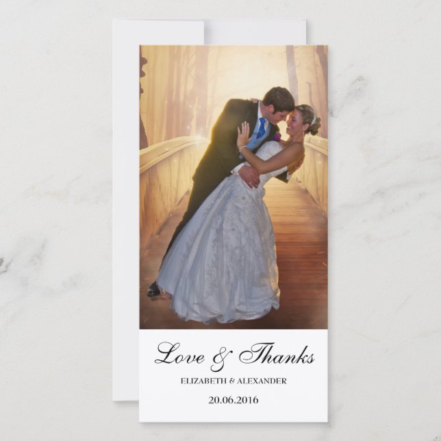 Einfache moderne Hochzeit Danke Fotokarte (Vorderseite)