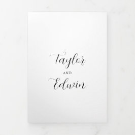 Einfache moderne Hochzeit des Fotos Dreifach Gefaltete Einladung