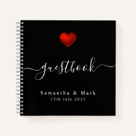 Einfache moderne Hochzeit des Roten Herzens Notizbuch