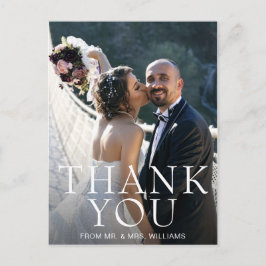 Einfache moderne Hochzeit für Foto Vielen Dank Postkarte