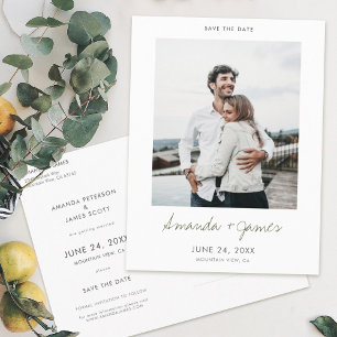 Einfache moderne Hochzeit im Foto retten das Datum Ankündigungspostkarte