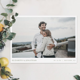 Einfache moderne Hochzeit im Foto retten das Datum Einladung