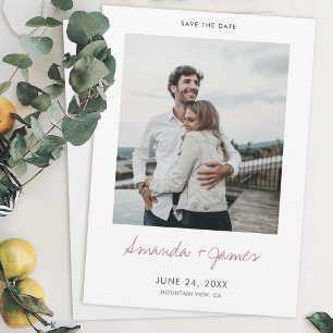 Einfache moderne Hochzeit im Foto retten das Datum Save The Date