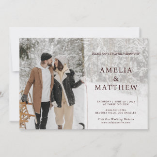 Einfache moderne Hochzeit mit zwei Fotos Einladung