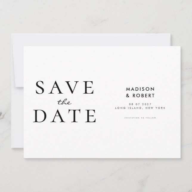 Einfache moderne Hochzeit rettet das Datum Save The Date (Vorderseite)