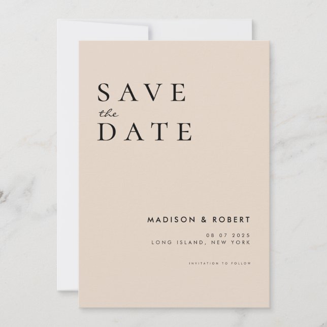 Einfache moderne Hochzeit rettet das Datum Save The Date (Vorderseite)