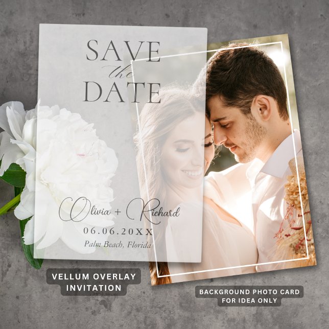 Einfache moderne Hochzeit speichert das überlagert (Simple Modern Wedding Save The Date Clear Overlay Vellum Invitations
)
