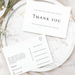 Einfache moderne Hochzeit Vielen Dank Postcard Postkarte<br><div class="desc">Diese einfache moderne Hochzeit dank Postcard Design ist eine zeitlose Verschmelzung von klassischem Charme und zeitgenössischer Einfachheit. Das minimalistische Design zeichnet sich durch klare Linien, neutrale Farbtöne und eine raffinierte Schwarz-Weiß-Farbgestaltung aus. Jedes Detail ist schlicht und elegant. Ob Sie eine traditionelle Zeremonie oder eine schicke, moderne Hochzeit planen, unsere Kollektion...</div>