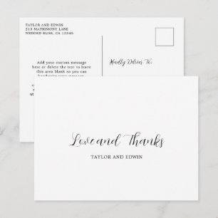 Einfache moderne Hochzeit Vielen Dank Postkarte