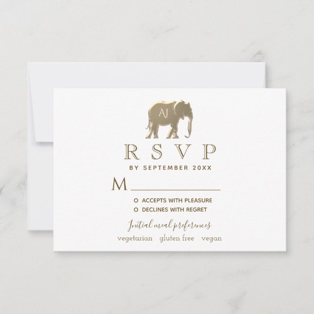 Einfache moderne Hochzeit von White & Gold Foil RSVP Karte (Vorderseite)