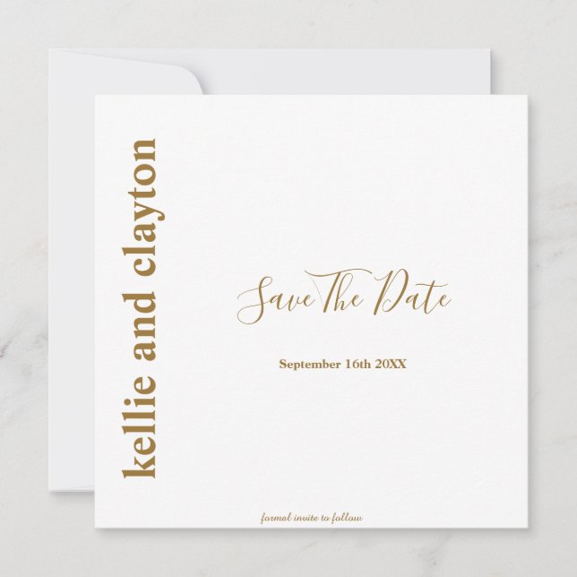 Einfache moderne Hochzeiten sichern das Datum Save The Date (Vorderseite)