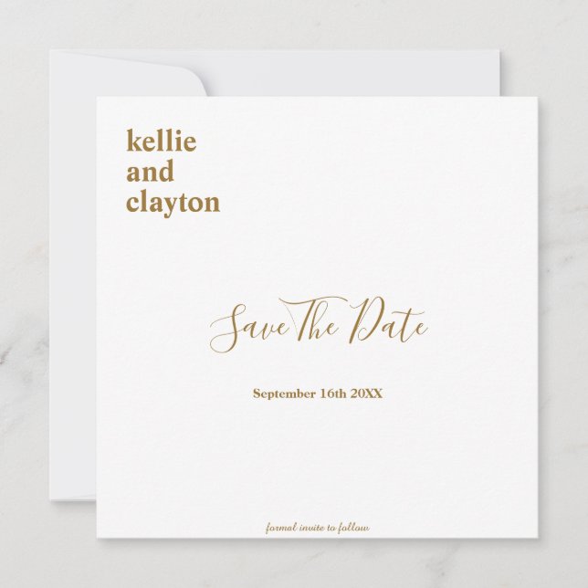 Einfache moderne Hochzeiten sichern das Datum Save The Date (Vorderseite)