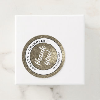 Einfache moderne HochzeitGold Glitzer Schwarz und Geschenkanhänger