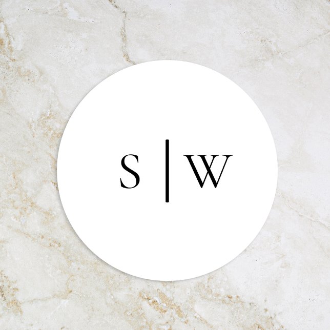 Einfache moderne Hochzeitmonogramm-Umschlag Aufkle Runder Aufkleber (Von Creator hochgeladen)