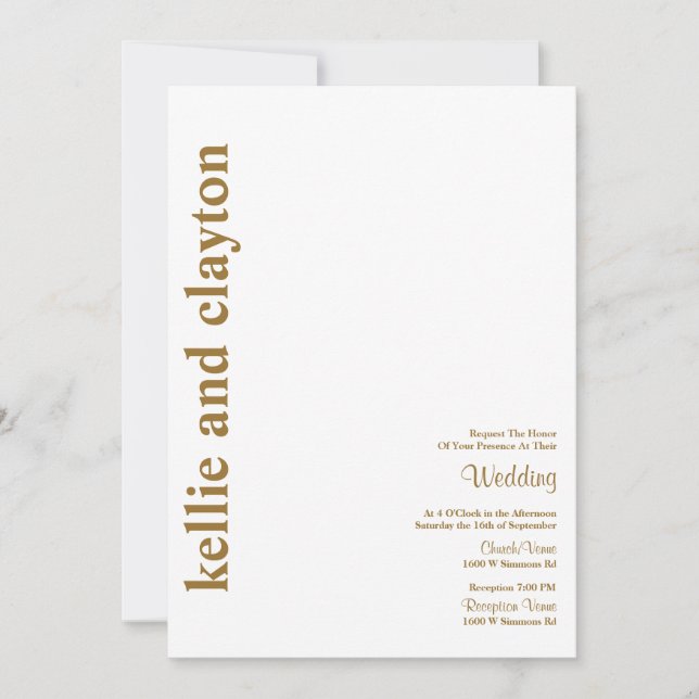 Einfache, moderne Hochzeitsfeier Einladung (Vorderseite)