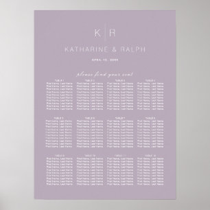 Einfache moderne Hochzeitskarte für Lilac Poster