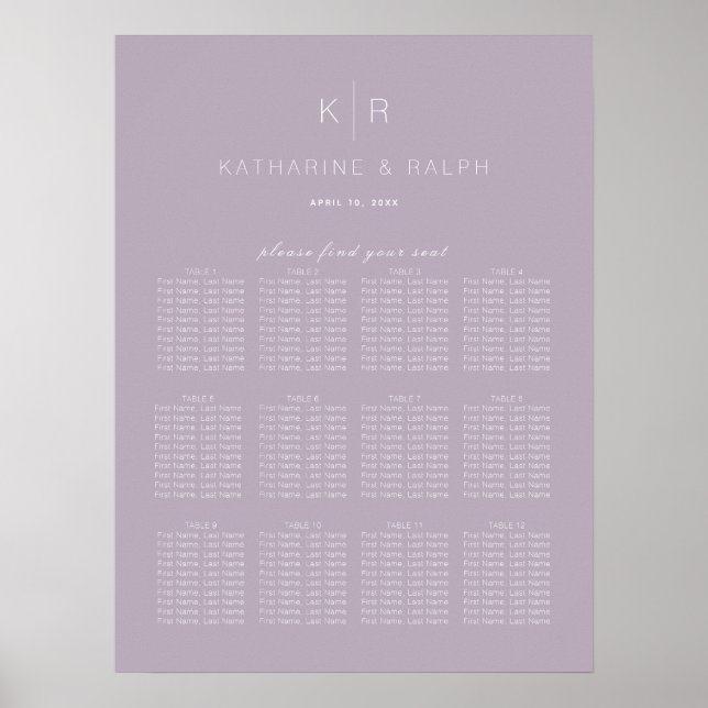 Einfache moderne Hochzeitskarte für Lilac Poster (Vorne)