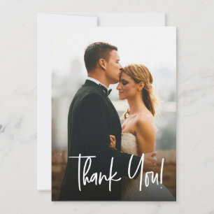 Einfache moderne Hochzeitsskripte für Fotos Dankeskarte