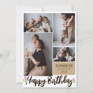 Einfache moderne Holz Geburtstag Stilvolle FotoCol Karte