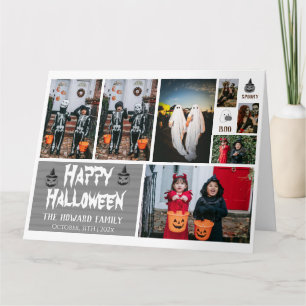 Einfache, moderne Holzspuke Halloween FotoCollage Karte