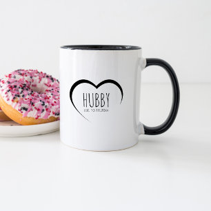 Einfache, moderne Hubby etablierte Datums-Hochzeit Tasse