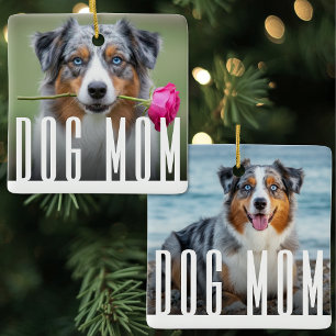 Einfache moderne Hundemutter-Foto Keramikornament