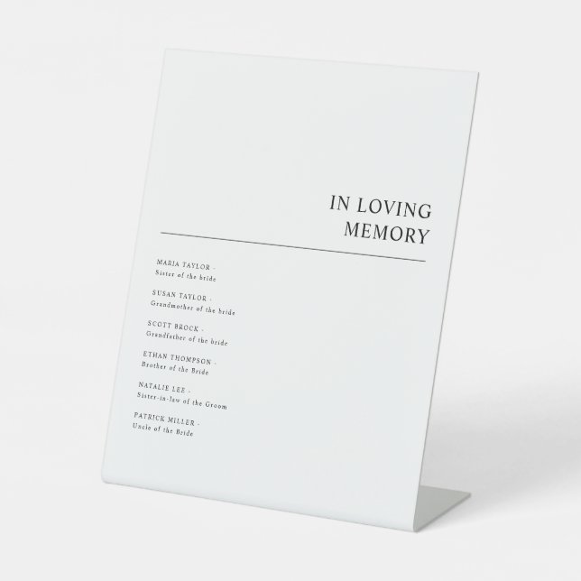 Einfache Moderne in der Liebe zum Gedächtnis Hochz Sockelschild (Vorderseite)