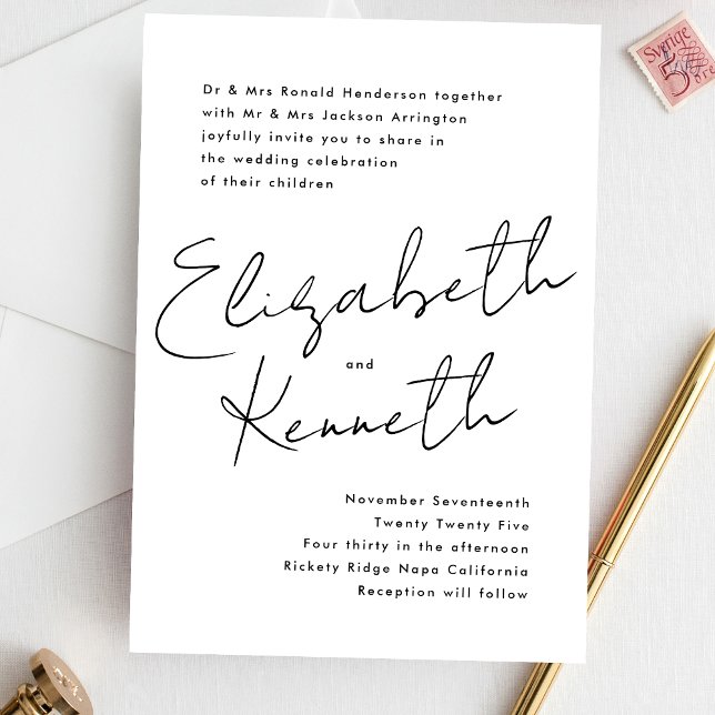 Einfache moderne Individuelle Name Schwarz-weiß Ho Einladung (Von Creator hochgeladen)