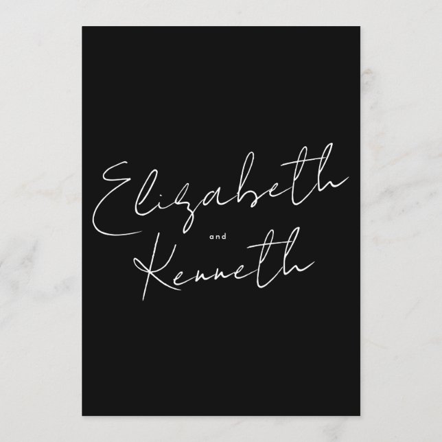 Einfache moderne Individuelle Namen Tuxedo White W Einladung (Rückseite)