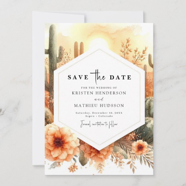 Einfache moderne Kakteen Hochzeit Save The Date (Vorderseite)