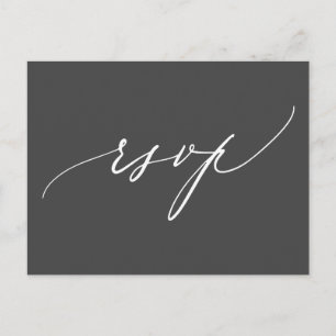 Einfache moderne Kalligrafie Schwarz-weiß Wedding  Einladungspostkarte