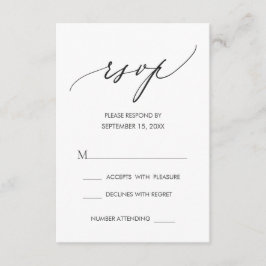 Einfache moderne Kalligrafie Schwarz-weiß Wedding RSVP Karte