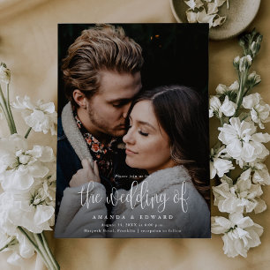 Einfache moderne Kalligrafie Script Zwei-Foto-Hoch Einladung