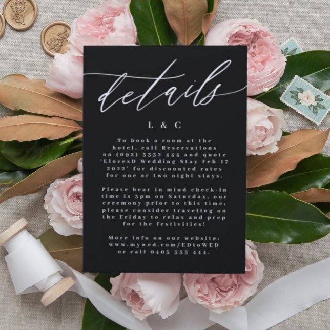 Einfache moderne Kalligrafie Weiß und Schwarz Hoch RSVP Karte (Von Creator hochgeladen)