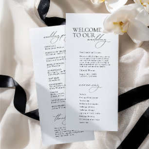 Einfache moderne Kalligrafie Weiße Hochzeitsprogra
