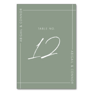Einfache moderne kalligrafische Schrift in Salbeig Tischnummer