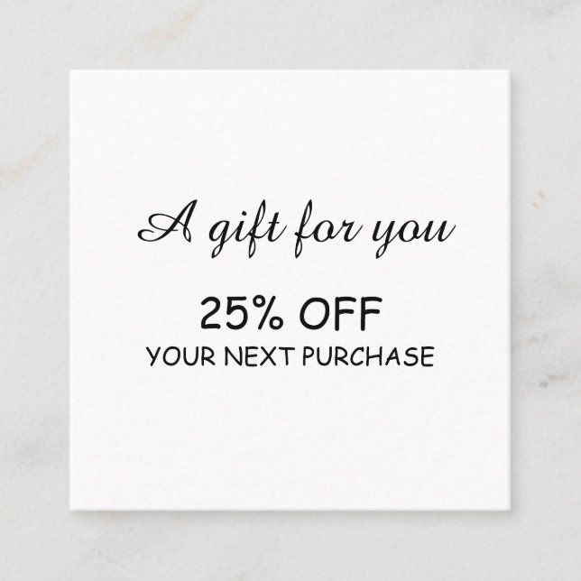 einfache moderne Kalligraphie-Diskontkarte Rabattkarte (Vorderseite)