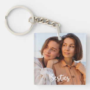 Einfache moderne kalligraphische Besties 2-Foto Schlüsselanhänger