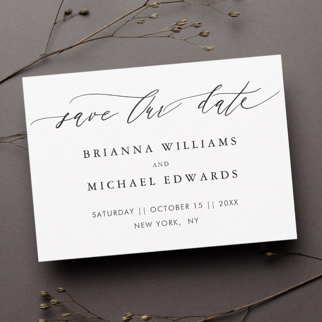 Einfache moderne kalligraphische Hochzeit Save The Date (Von Creator hochgeladen)