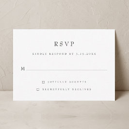 Einfache moderne klassische Hochzeit RSVP Karte