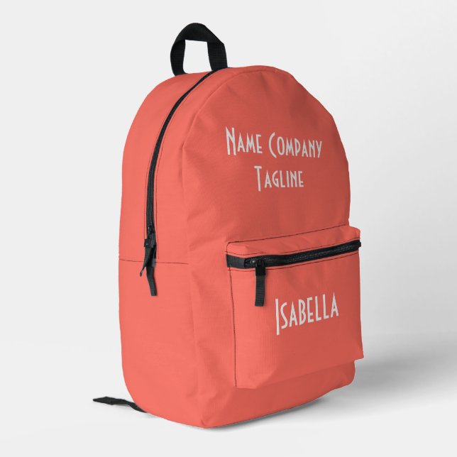 Einfache moderne Koralle Bedruckter Rucksack (Rückseitige Ecke links)