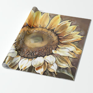 Einfache moderne Kunst Sonnen-Sonnenblumen-Kollekt Geschenkpapier